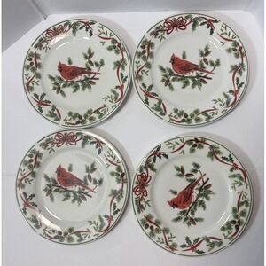 American Atelier Cardinal Christmas Salad Plates Set Of 4  Vintage 2003